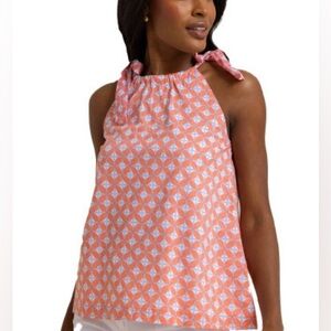Southern Tide Kaylen Sun Daze Coral and White Patterned Top